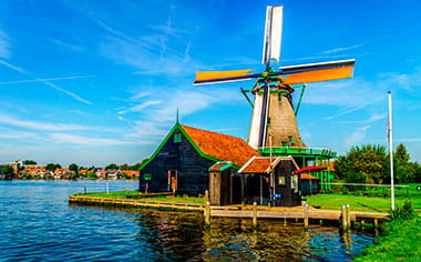 Historic Dutch Windmill in Zaanse Schans
